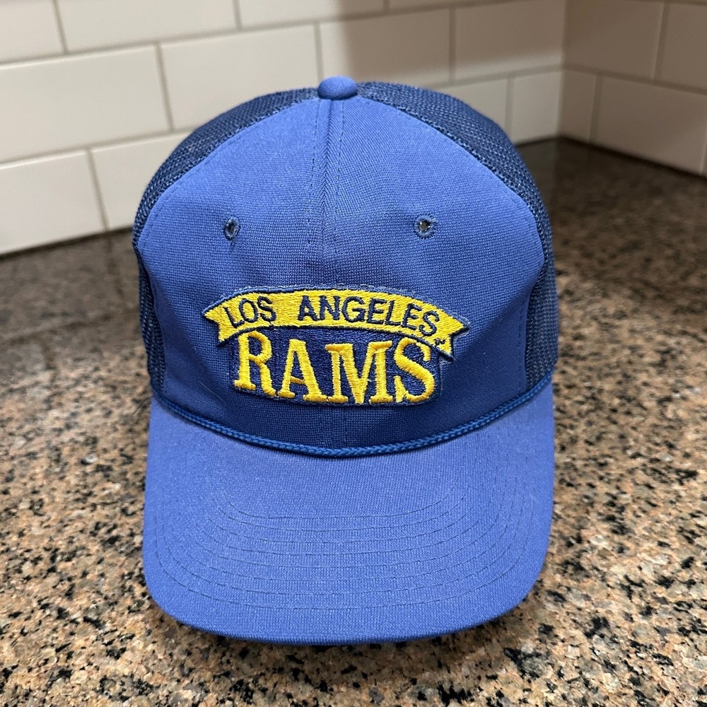 Vintage Los Angeles Rams Sports Specialties NFL Mesh Rope Snapback Hat Blue